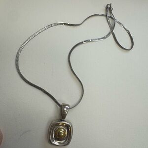Vintage Sterling Silver and Gold tone Pendant Necklace